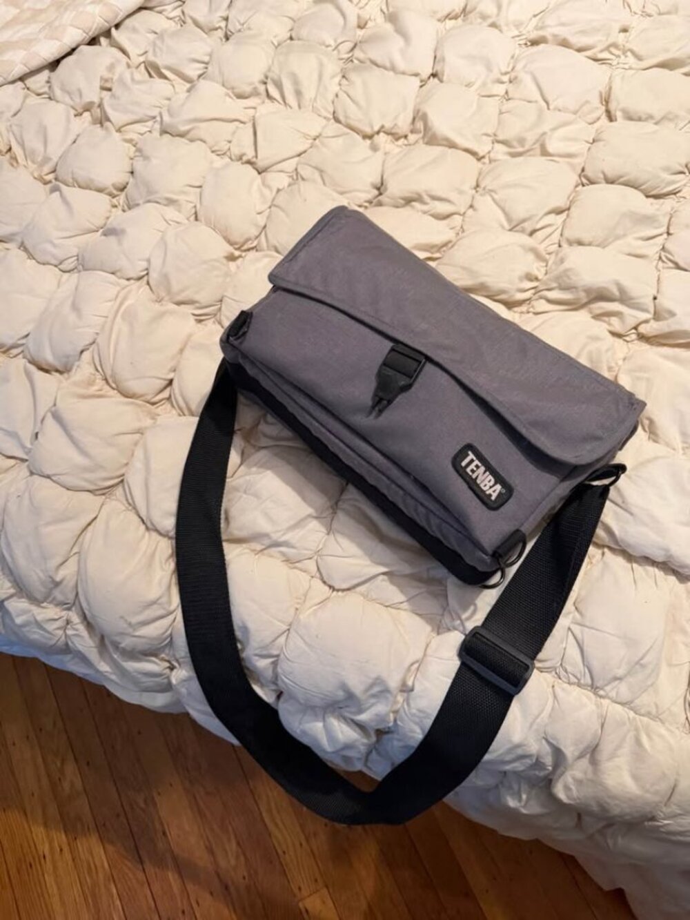 Tenba Gray Messenger Camera/Camcorder Crossbody Bag w/ Zipper Pouch and Pockets